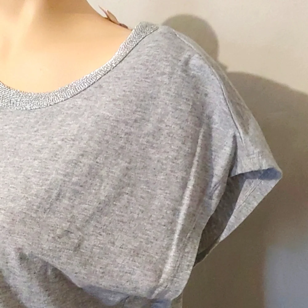 Michael Kors silver mesh neckline Dressy Tee